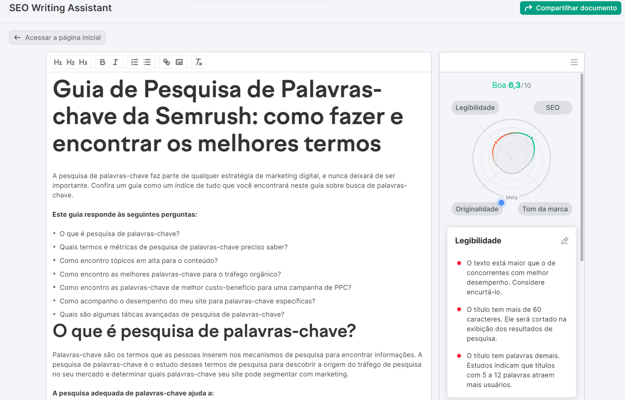 seo on-page - ferramenta SEO Writing Assistant