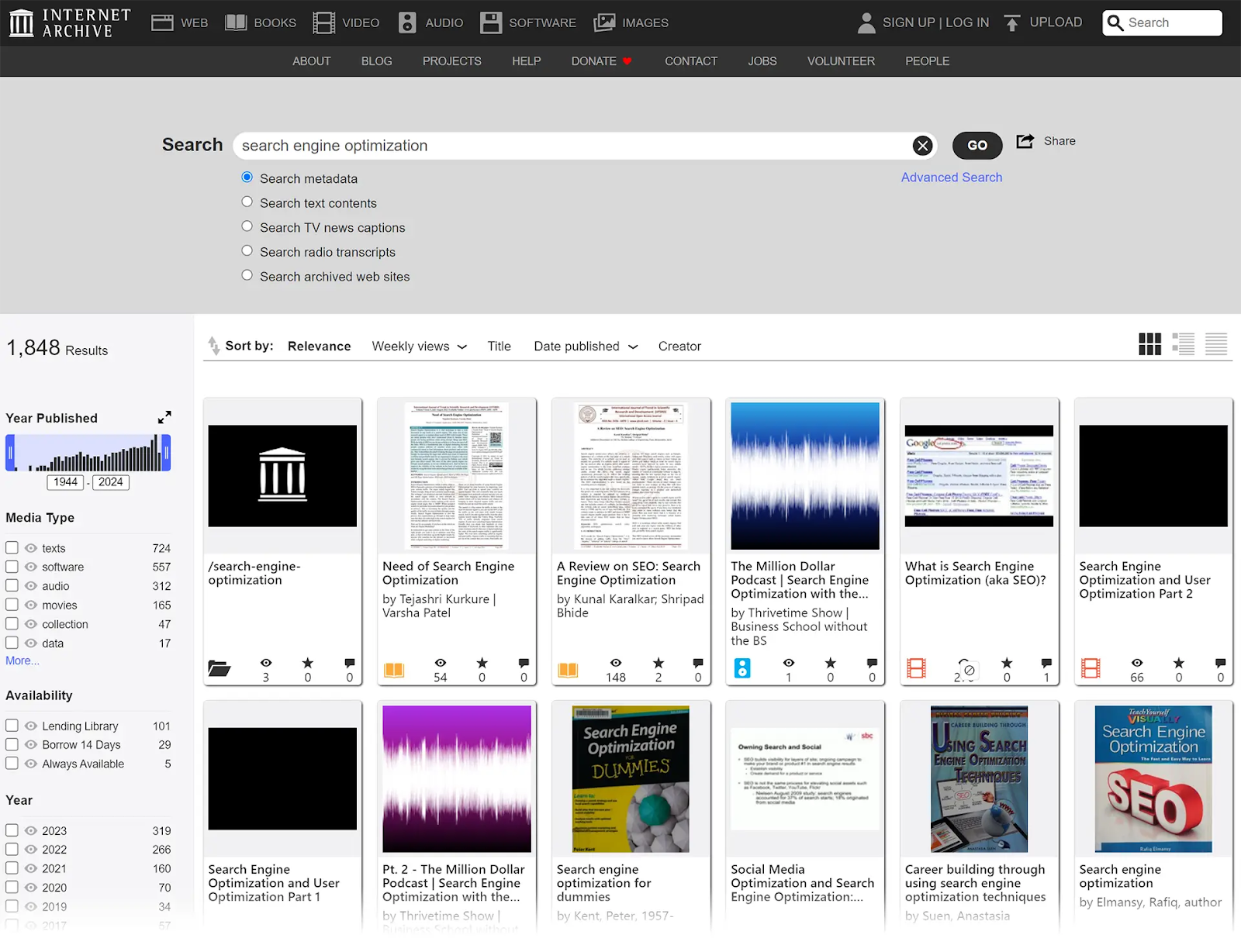 Internet Archive SERP for "search motor  optimization"