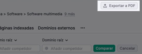 Exportar a PDF los datos de Análisis de backlinks de Semrush