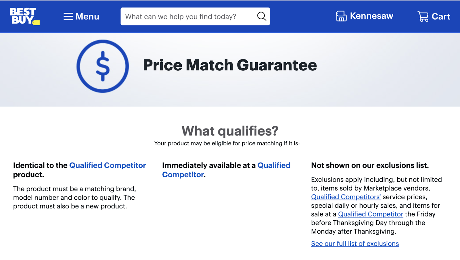 Best Buy price match guarantee