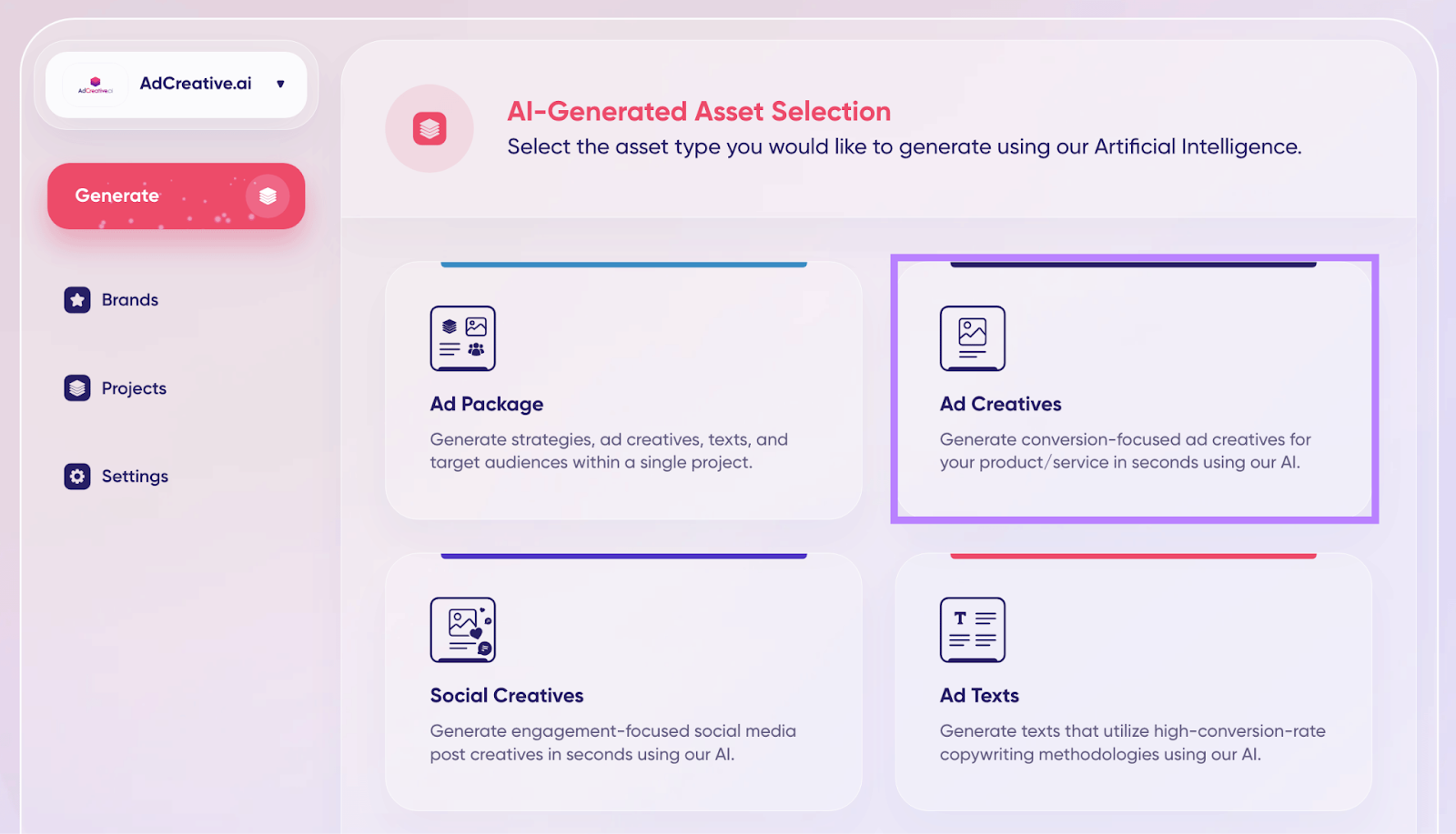 Ad Creatives enactment    highlighted successful  Semrush AdCreative.ai