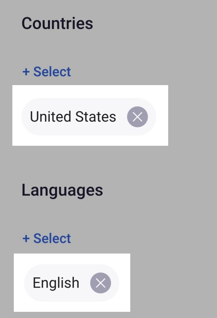 filer country and language