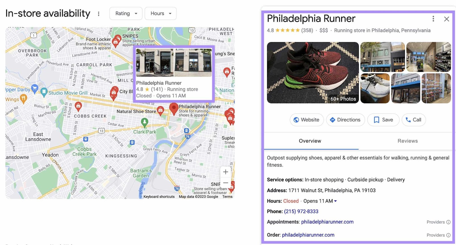 Google Business Profile for "Philadelphia Runner"