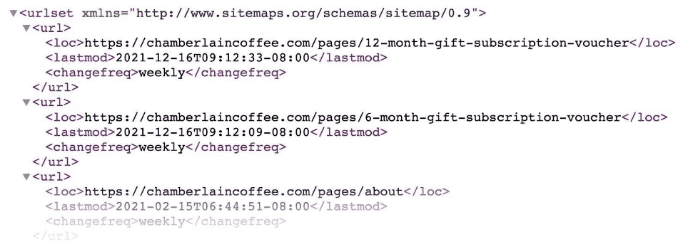 An XML sitemap