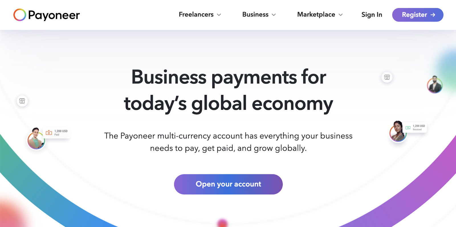 competitor homepage headline says "business payments for today's global economy"