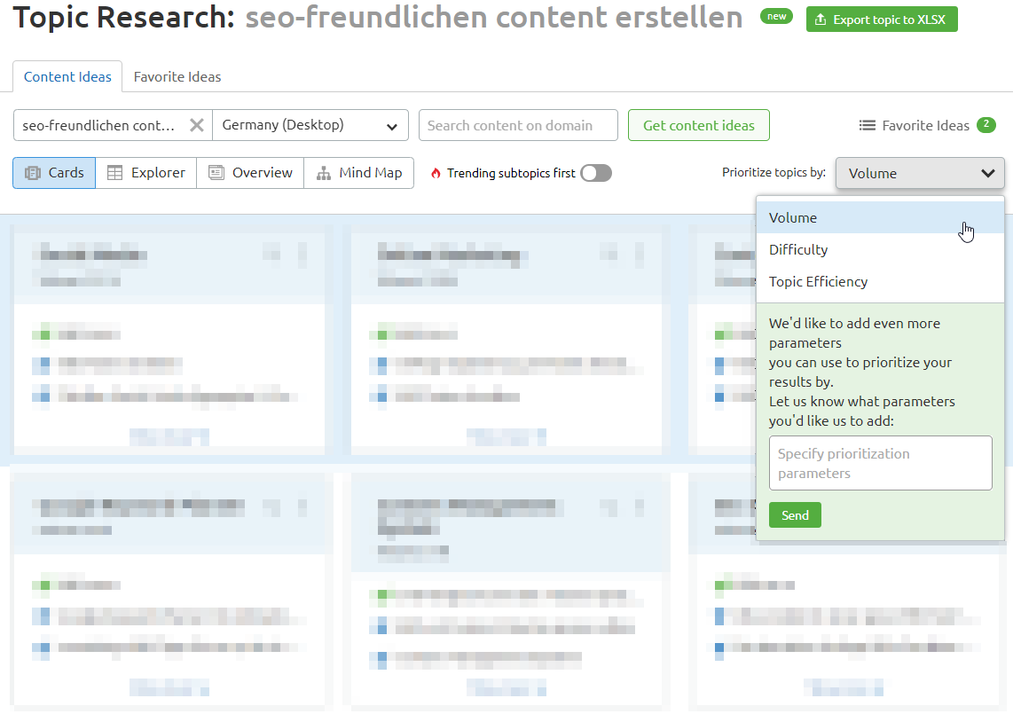 Topic Research: Karten sortieren