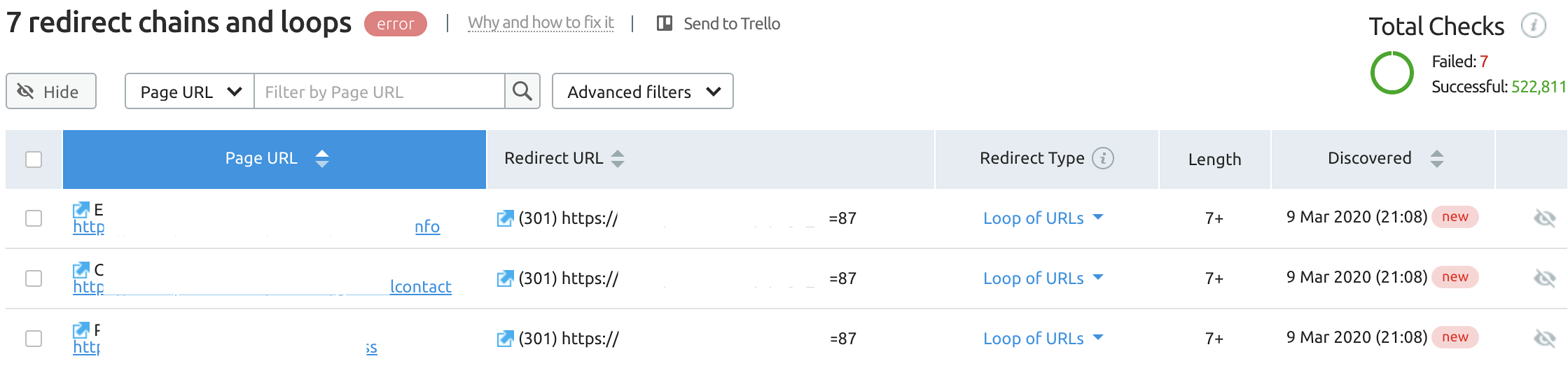 redirect chains and loops