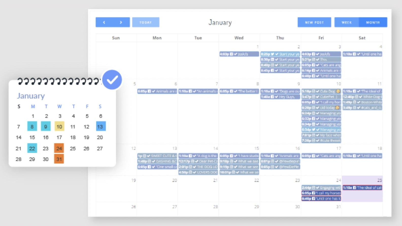SocialBu's content calendar interface