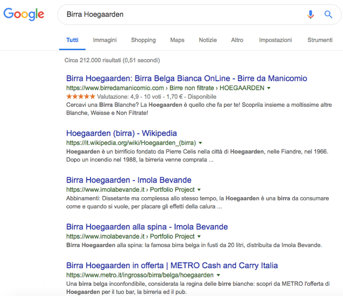 Esempio di recensione in SERP per una scheda prodotto