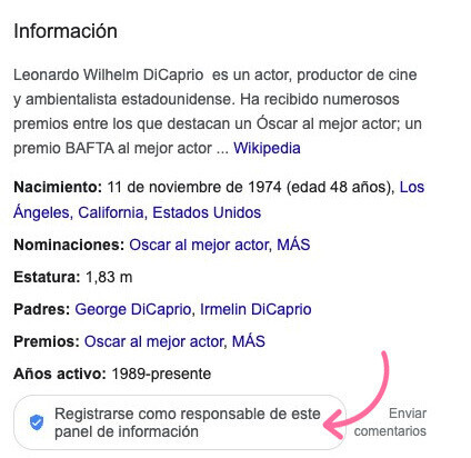 Registrarse como responsable de este panel de información en Google