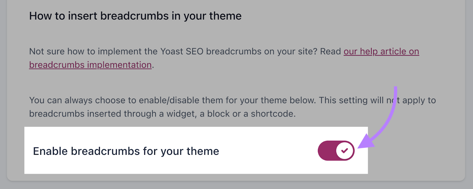 Enable breadcrumbs for your theme