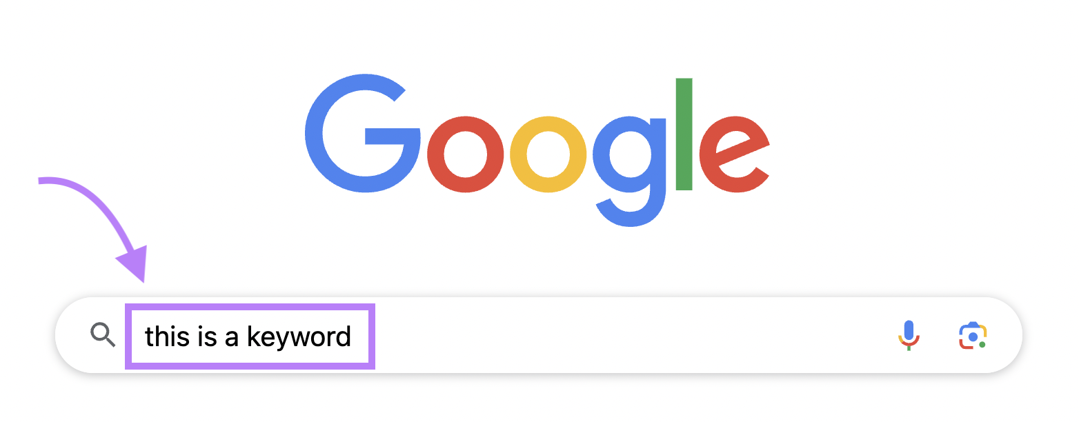 "this is simply a keyword" entered into Google hunt  bar