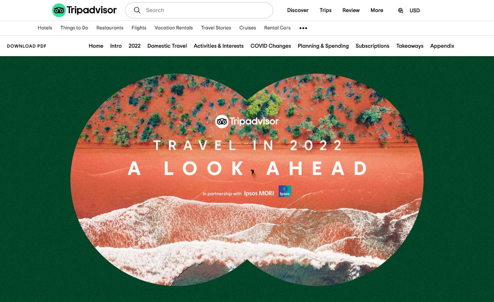 Travel trend report with original research created by Tripadvisor that other sites are likely to link to.