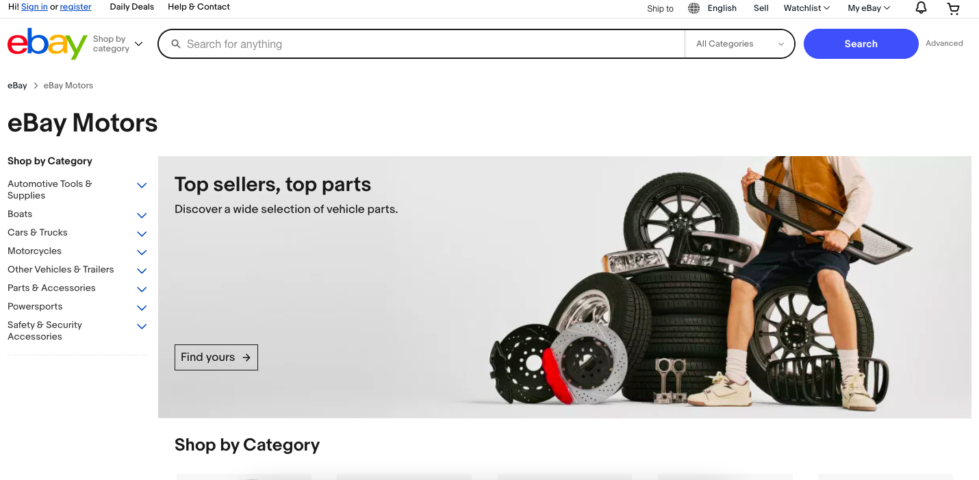 ebay motors ad landing page