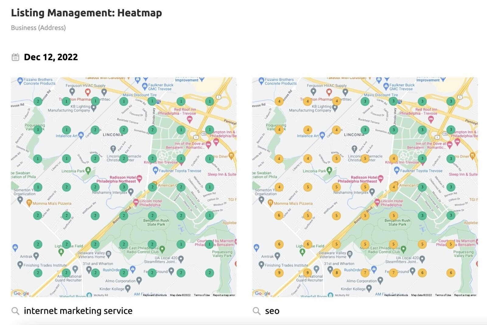 Mapas térmicos de localización en Listing Management.