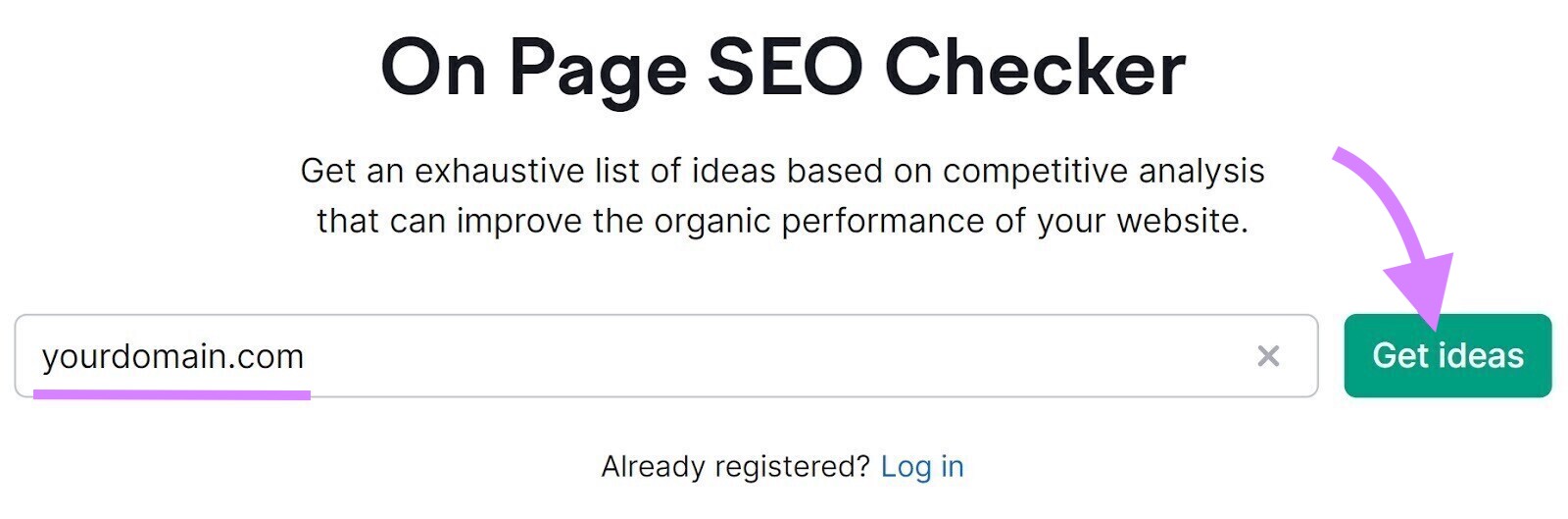 On Page SEO Checker search bar