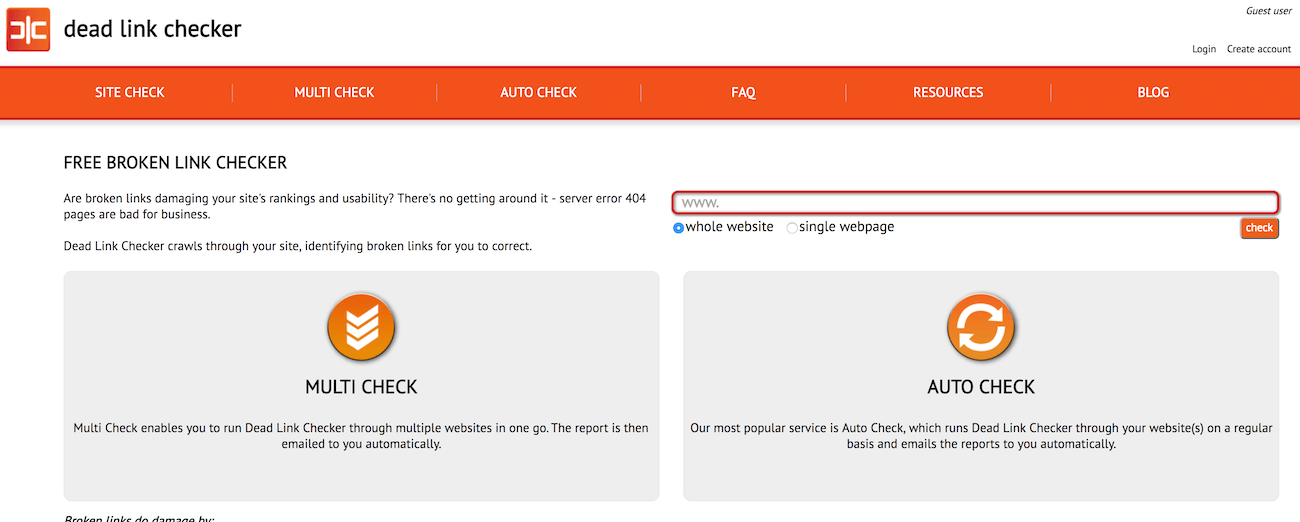Dead Link Checker Homepage