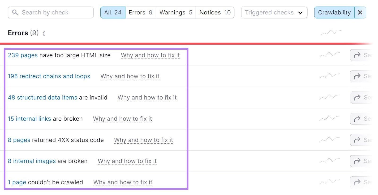 Site Audit tool helps you find issues that may prevent search engines from properly accessing your website after submission