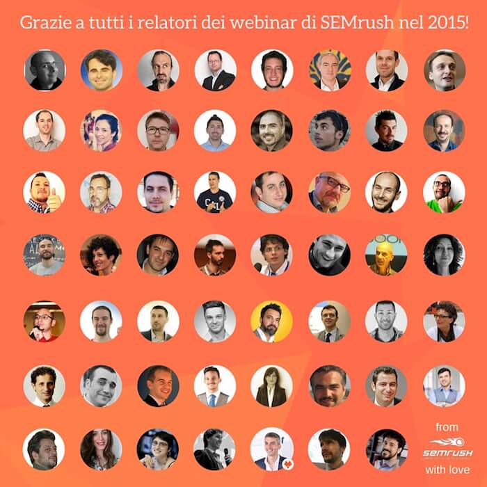 Tutti i relatori dei webinar di SEMrush nel 2015