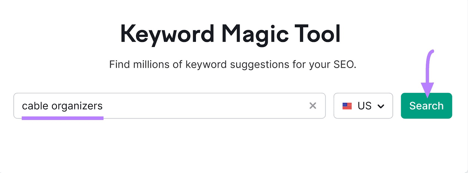 &Quot;Cable Organizers&Quot; Entered Into The Keyword Magic Tool Search Bar