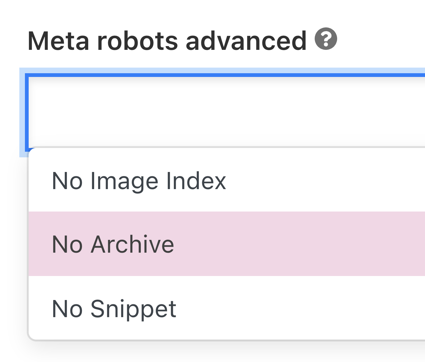 "Meta robots advanced" field