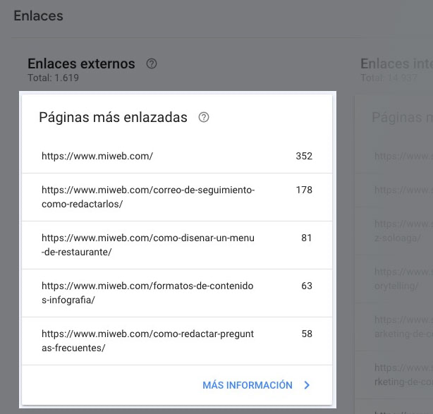 Enlaces externos en Google Search Console