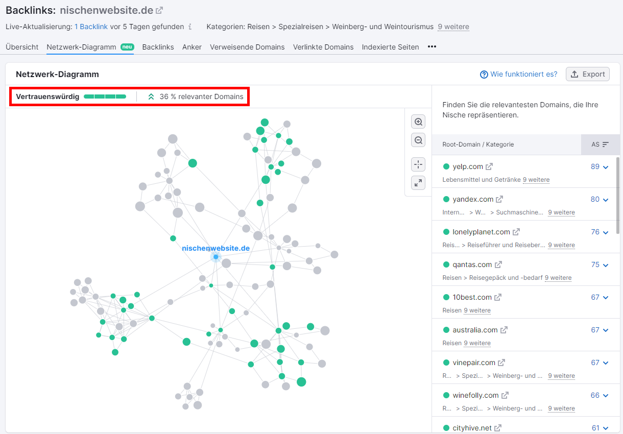 Netzwerk-Diagramm für nischenwebsite.de