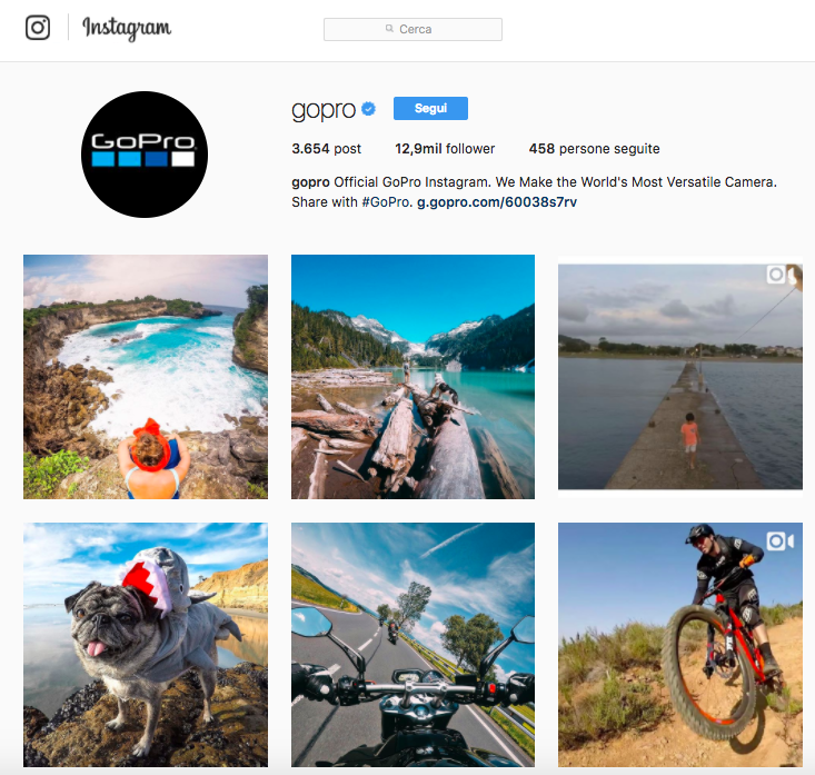 Ispirati all'account Instagram di Gopro per raccontare il tuo brand