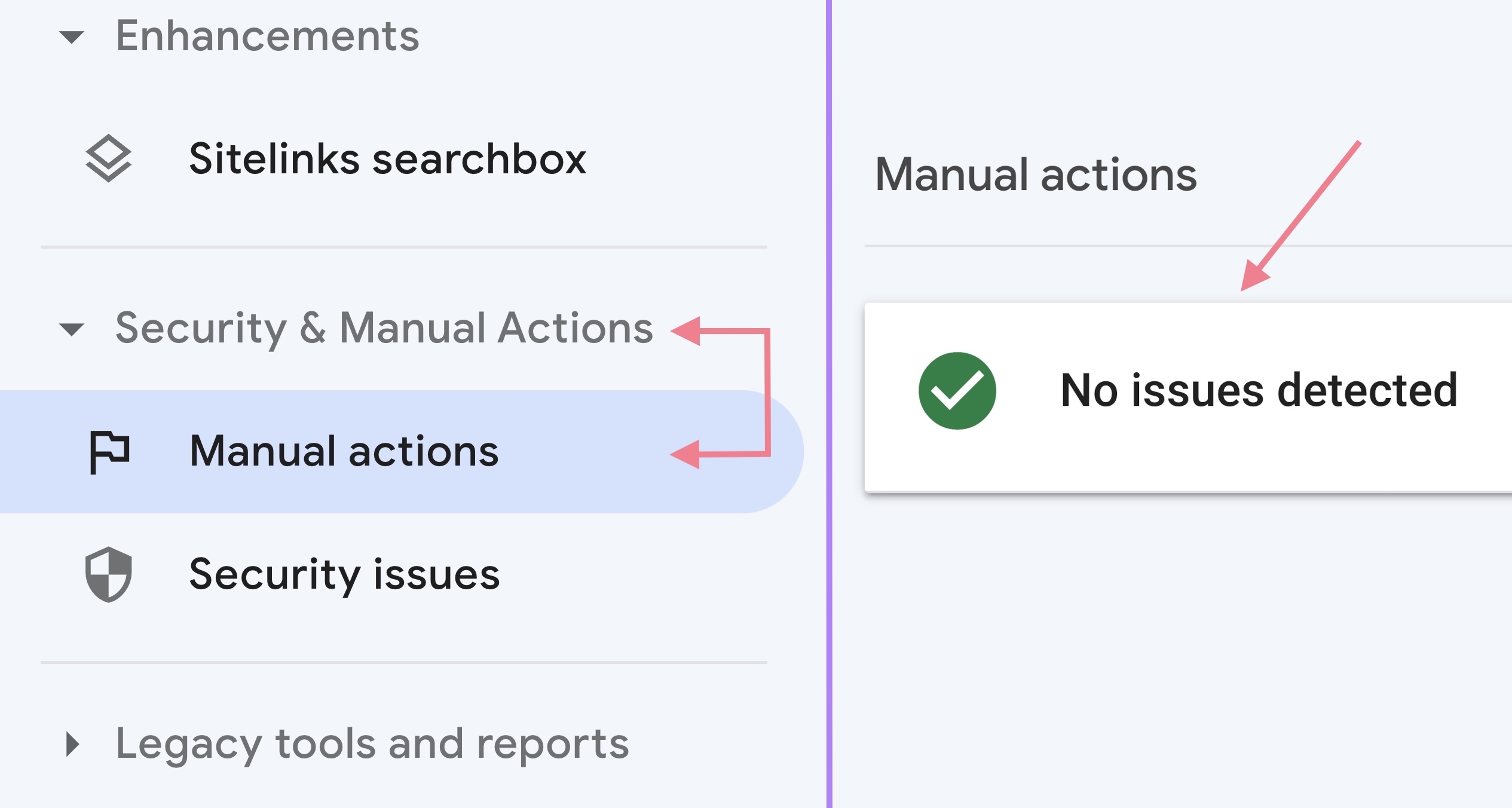 google search console manual actions