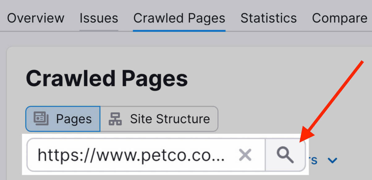 entering the new URL into the "Filter by Page URL" field