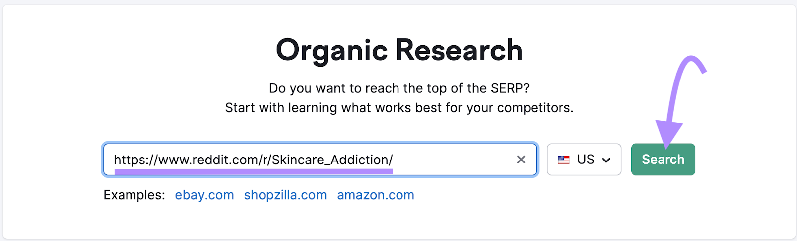 Organic Research search bar