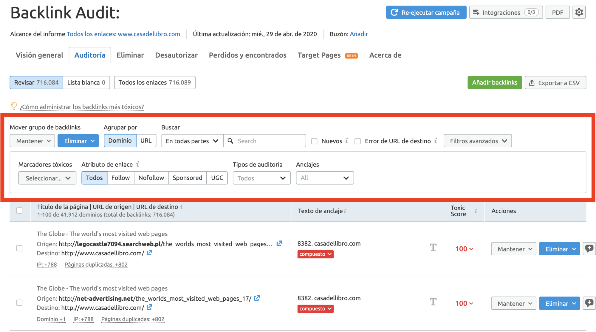 Analizar backlinks y enlaces SEO - Tipos de toxicidad