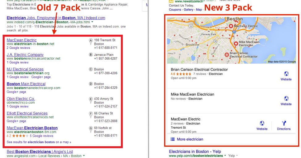 Local 7 pack vs. 3 pack