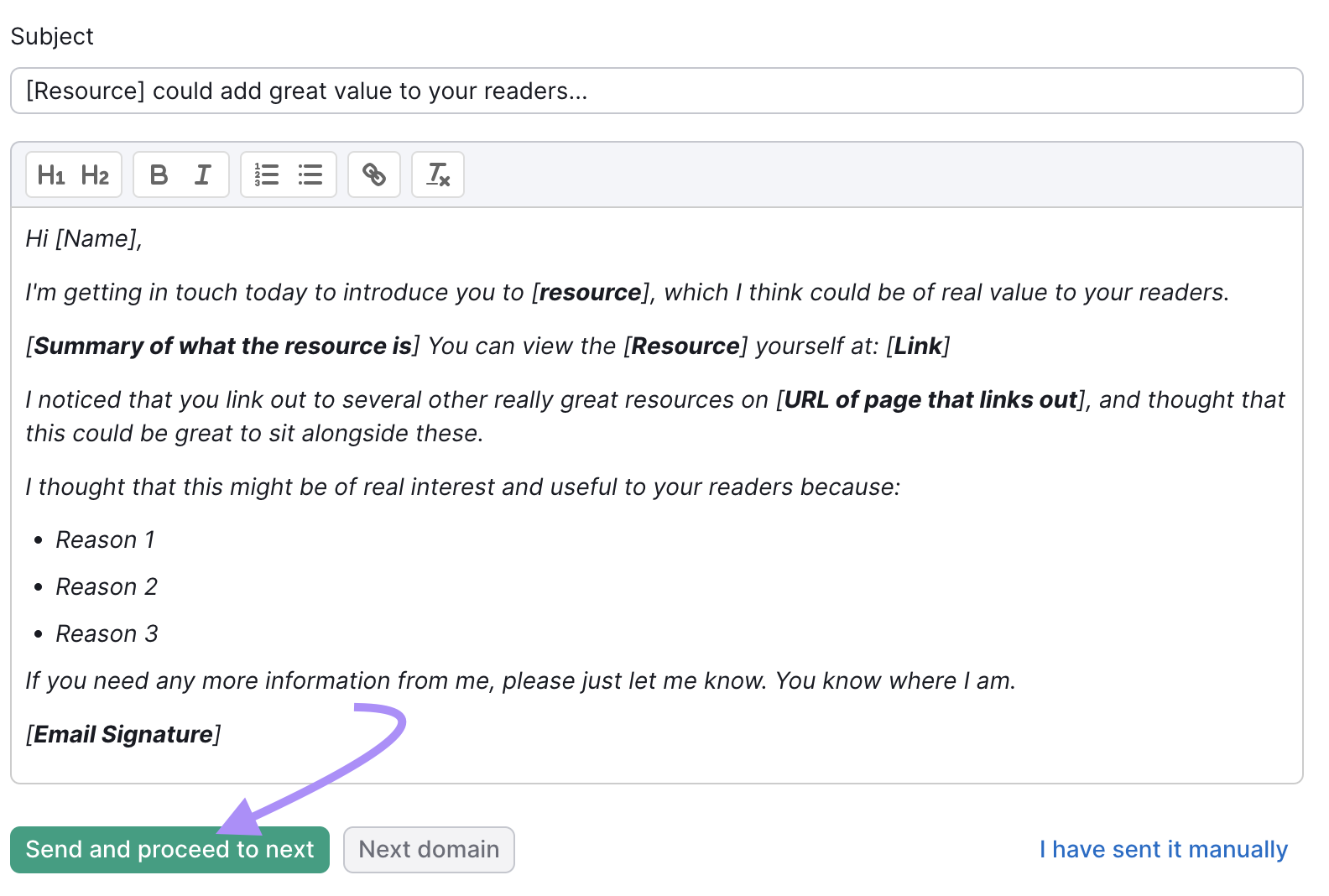 example of an outreach email