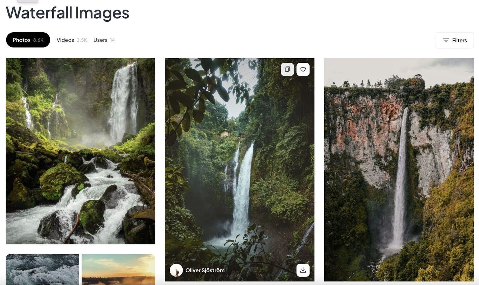 An example of "waterfall images" in Pexels