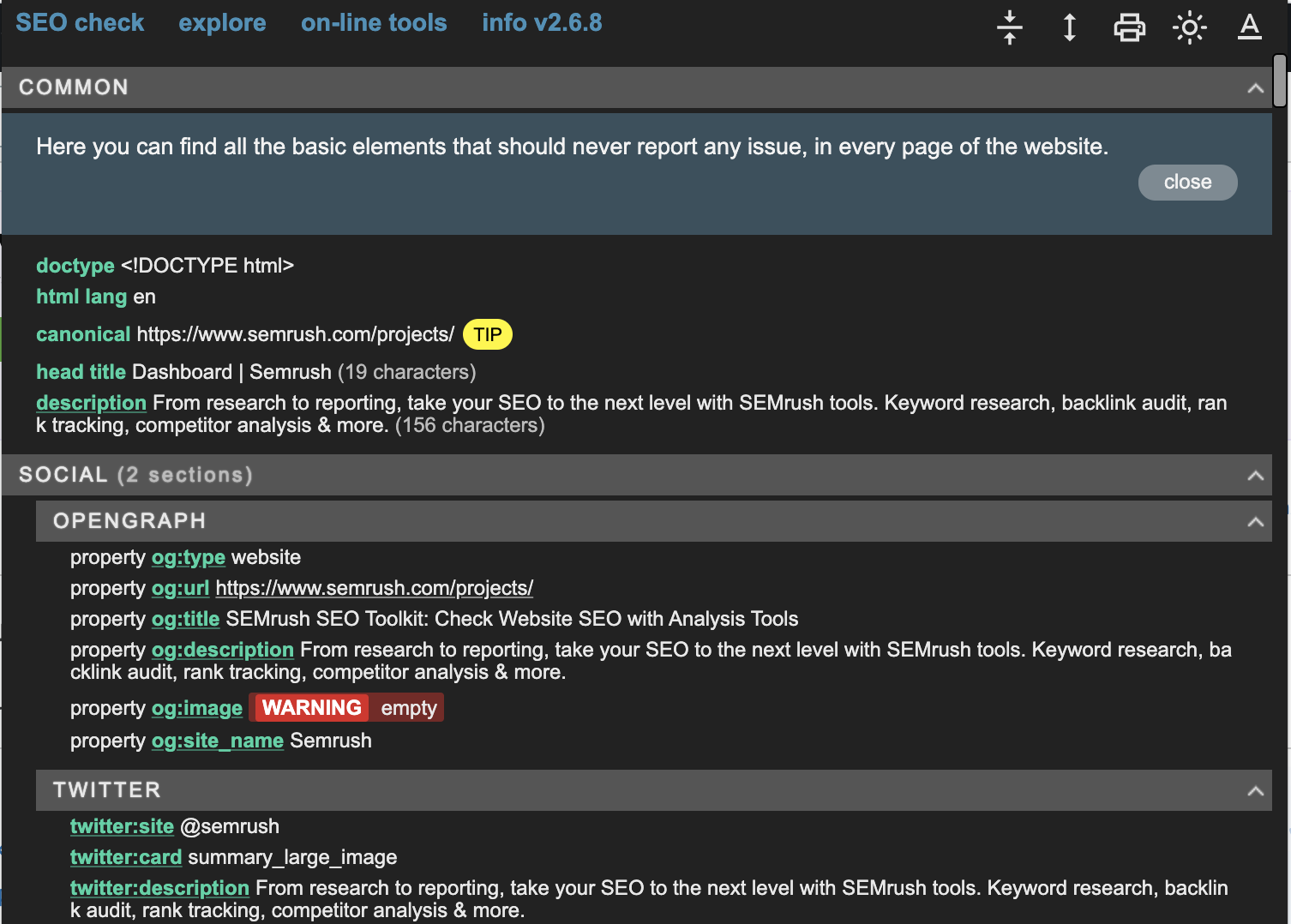 Meta SEO Inspector screenshot