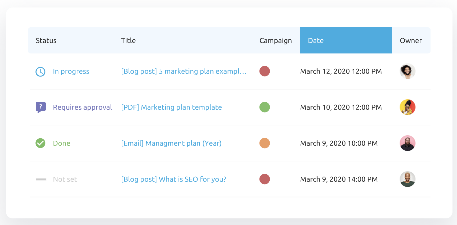 add tasks in content calendar