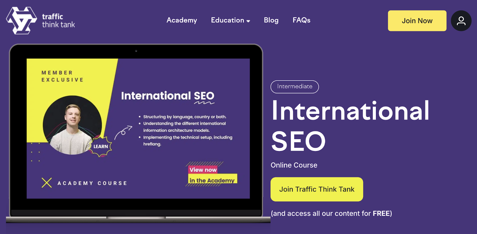 Online SEO skills group landing page.