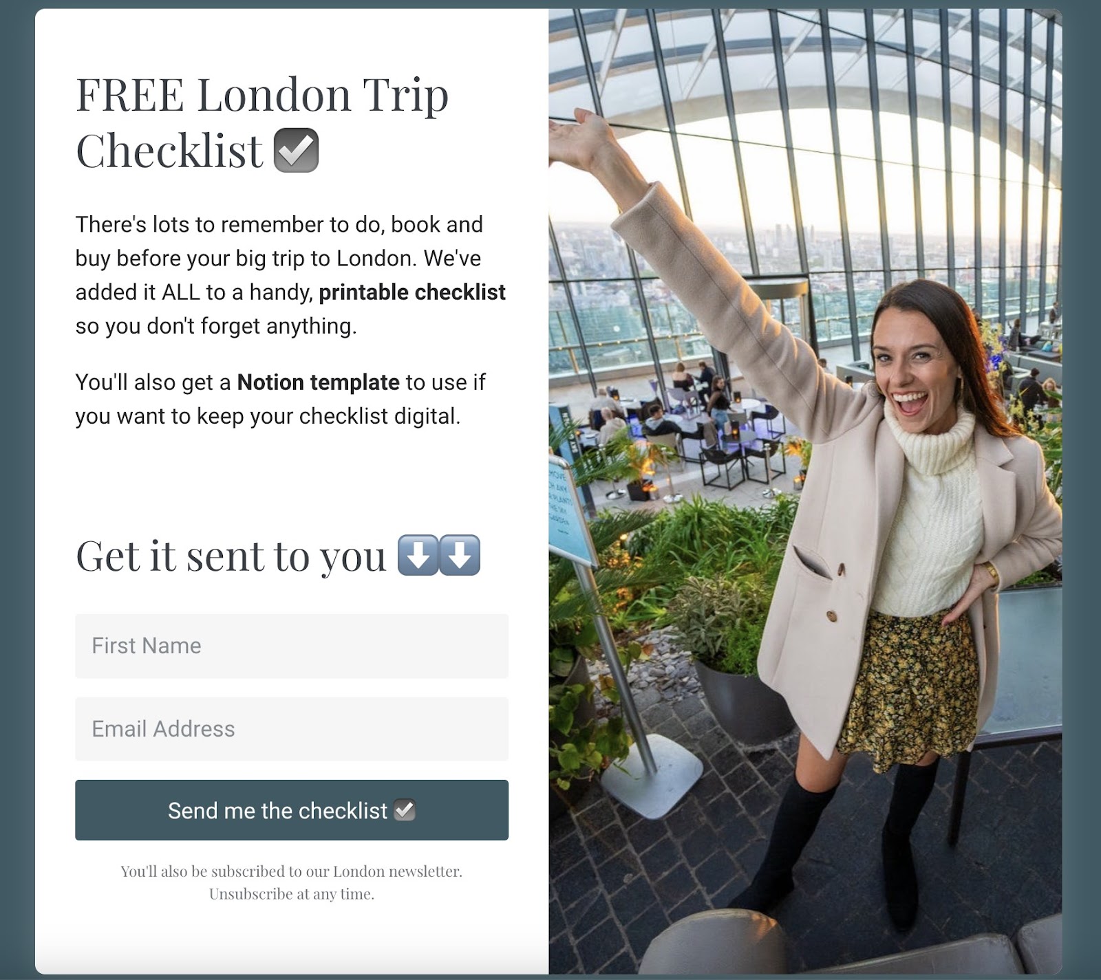 Love and London's free travel checklist form