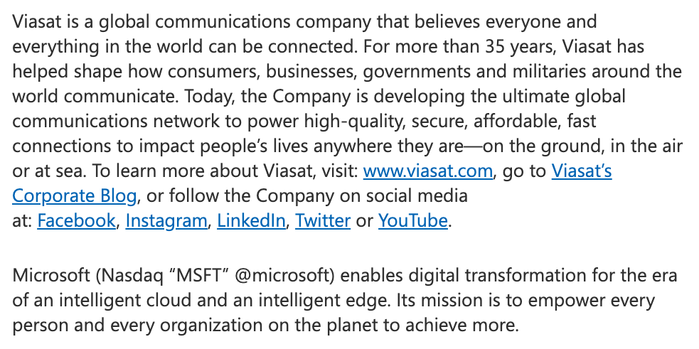 Viasat und die Boilerplates von Microsoft