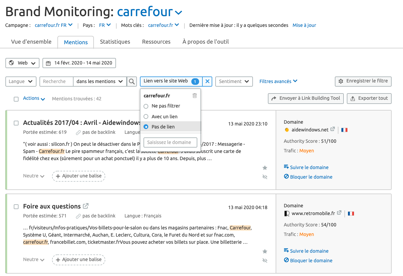 Brand Monitoring SEMrush