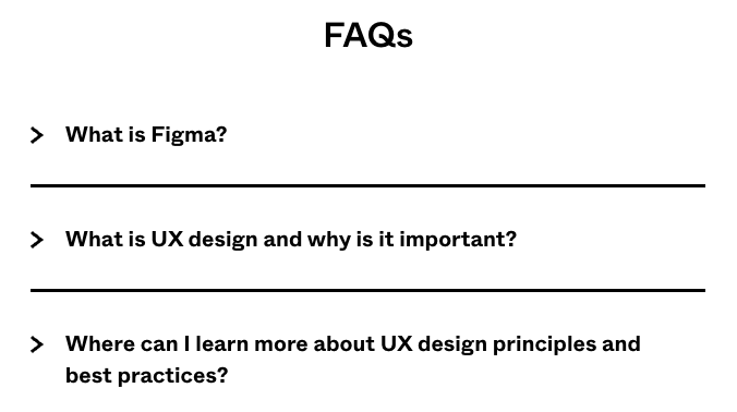 Figma's FAQs conception  connected  their landing page