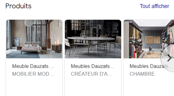 Knowledge panel, produits