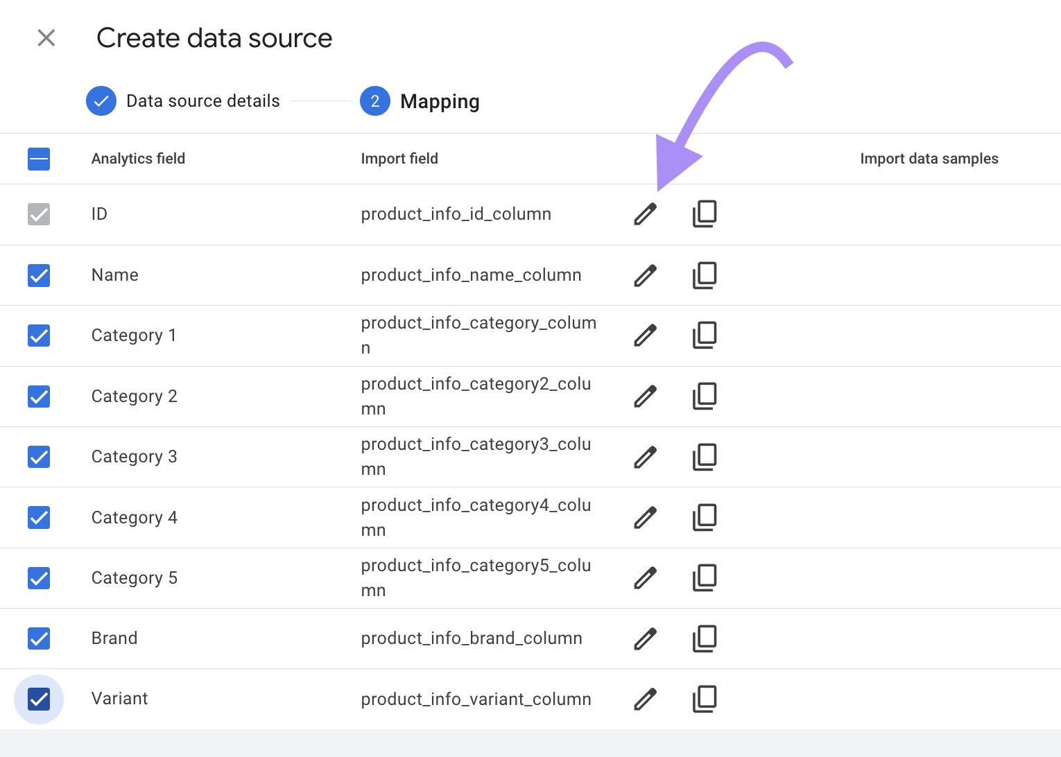 Mapping import sources pinch SFTP server