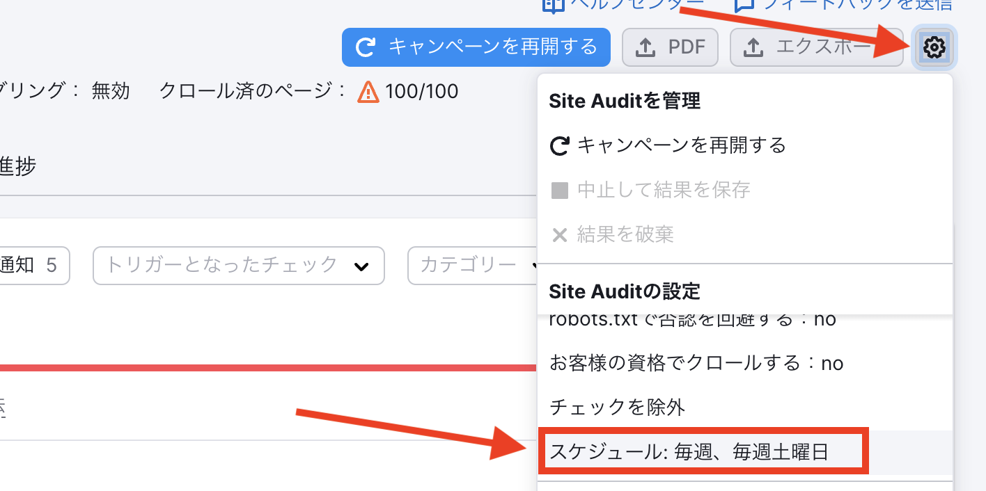 Site Auditのスケジュール