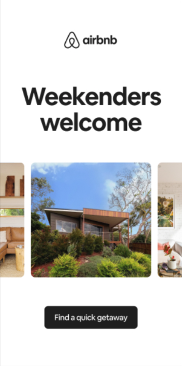 Airbnb’s display ad focusing on weekend trips