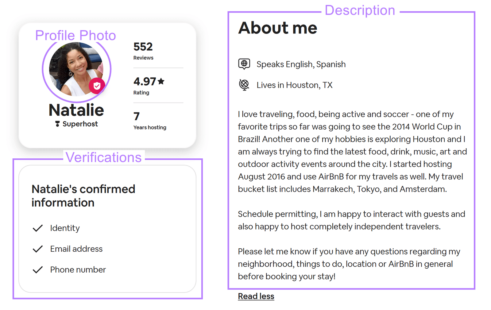 an example of the Airbnb profile