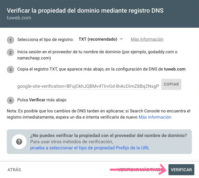 Verificar propiedad de dominio