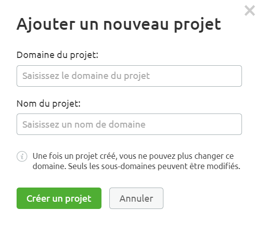 Semrush Ajouter un nouveau projet saisir domaine et nom