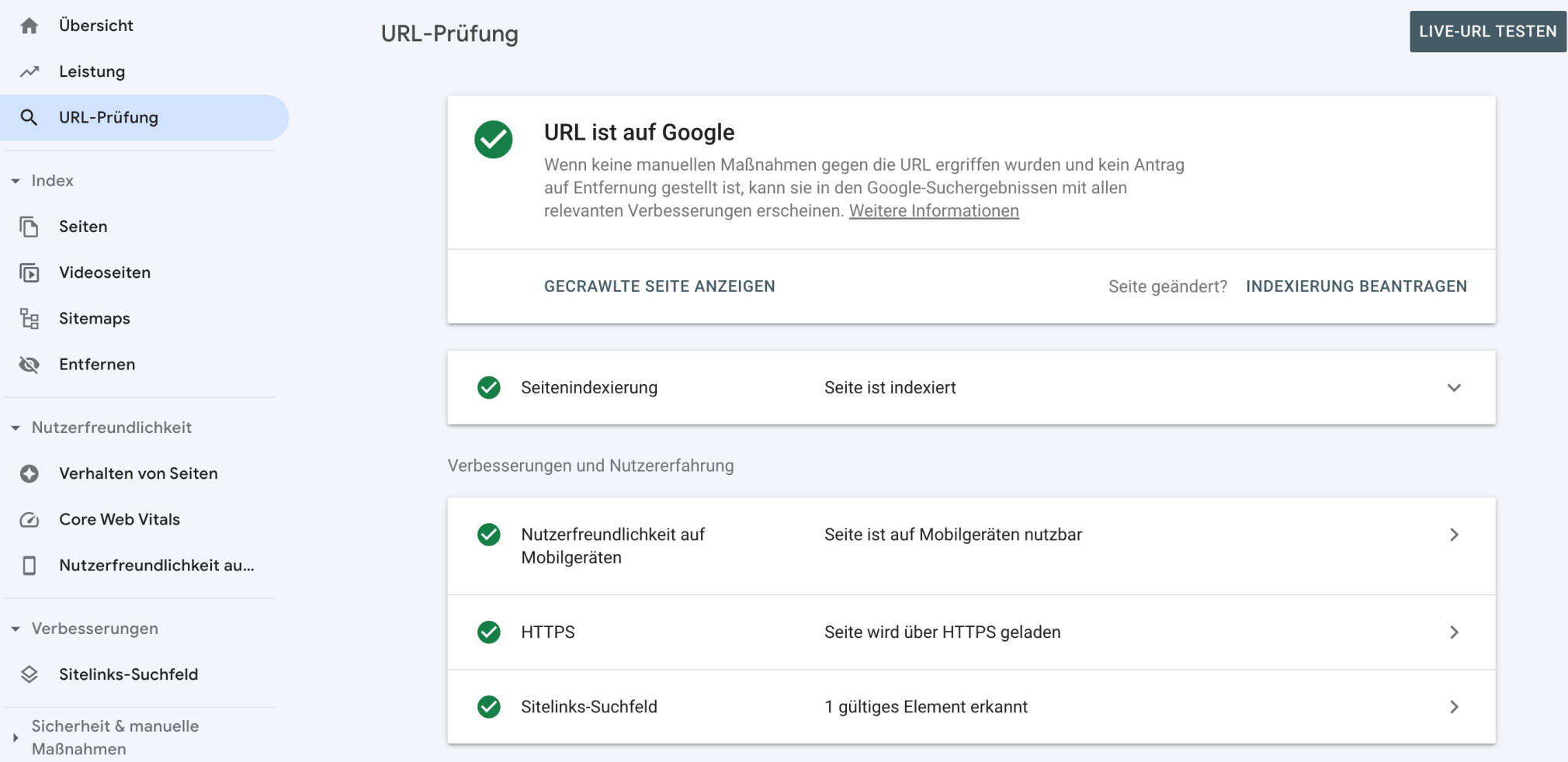 Google Search Console URL-Prüfung